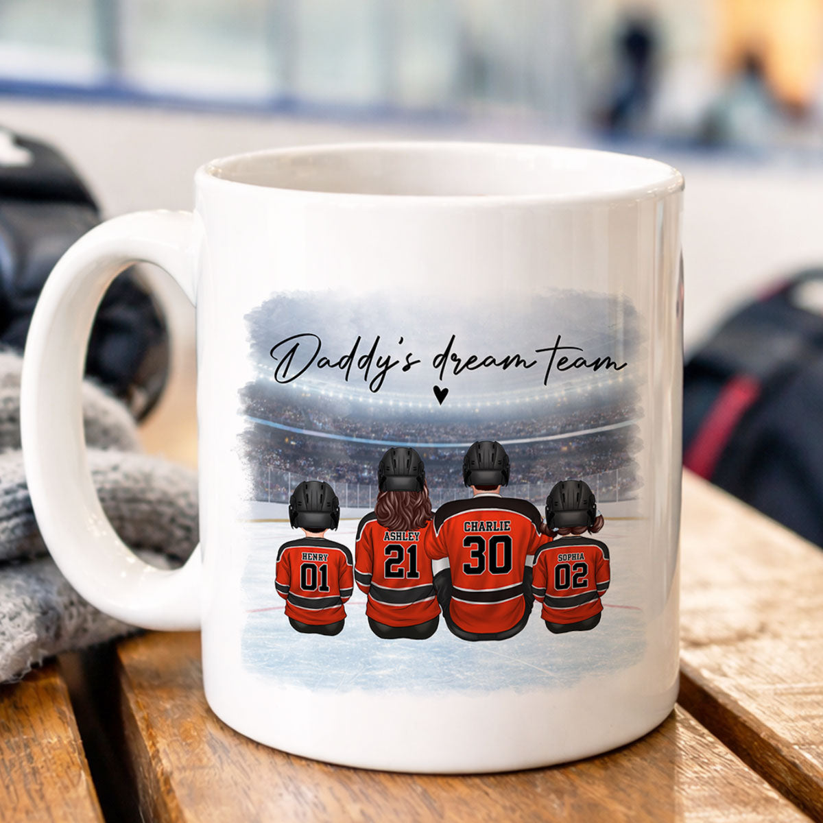 Daddy's Dream Team Hockey Family - Personalized Mug - Gift For Hockey Family