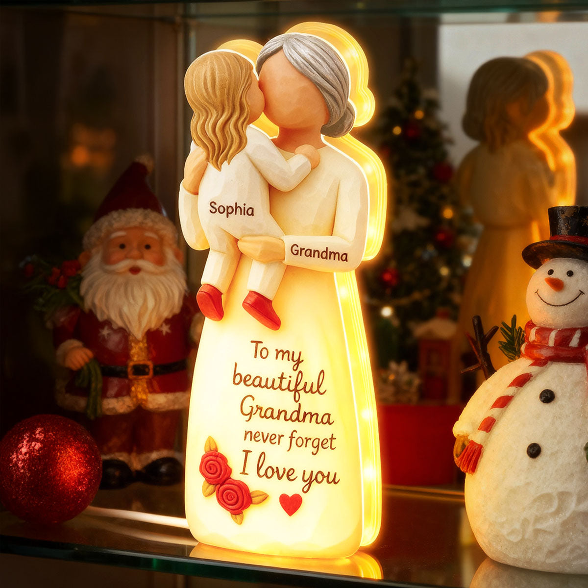 Grandma Hugging Grandkid 3D Effect - Personalized Light Box