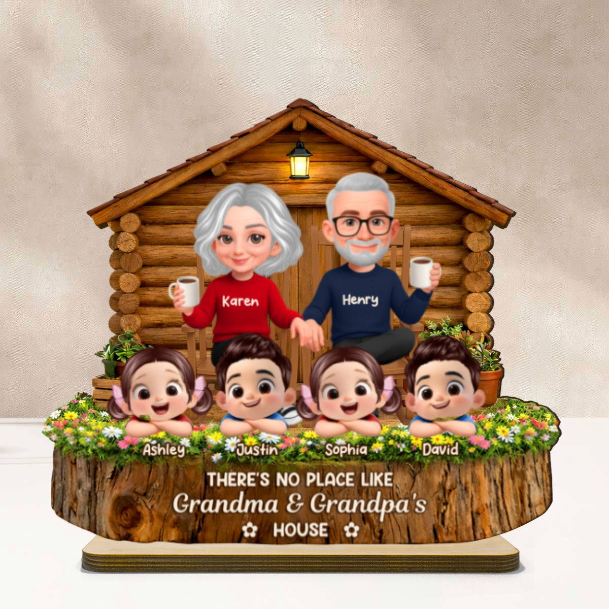 No Place Like Grandma & Grandpa's - Personalized 2-Layered Wooden Plaque - Gift for Grandma, Grandpa