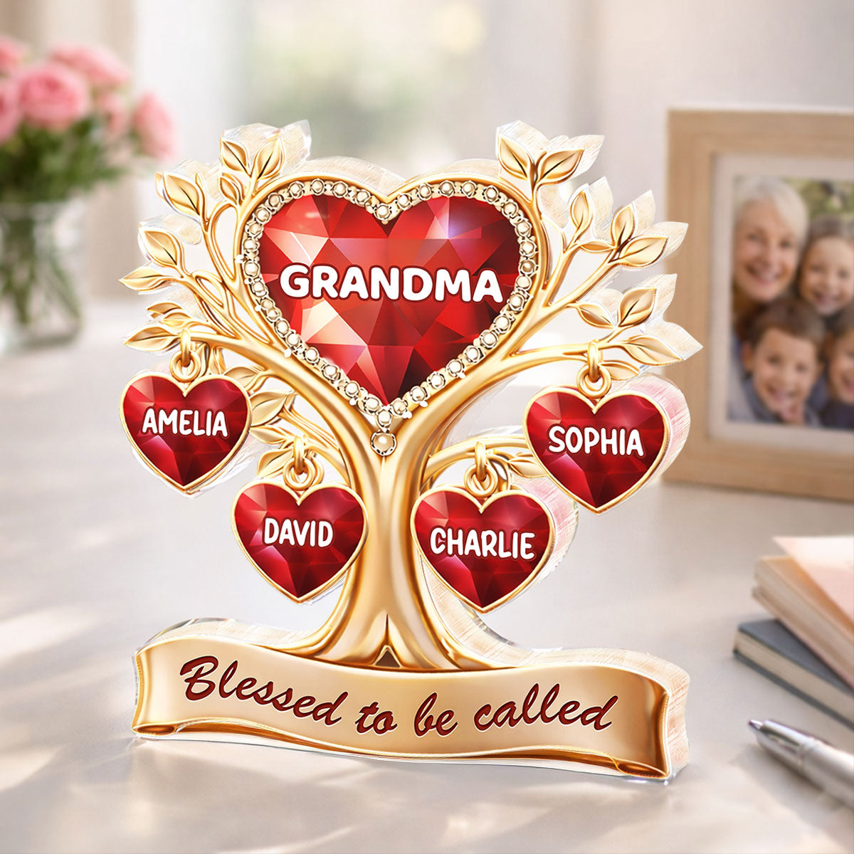 Blessed to Be Called Grandma - Personalized Acrylic Block Plaque - Sentimental Gift for Grandma