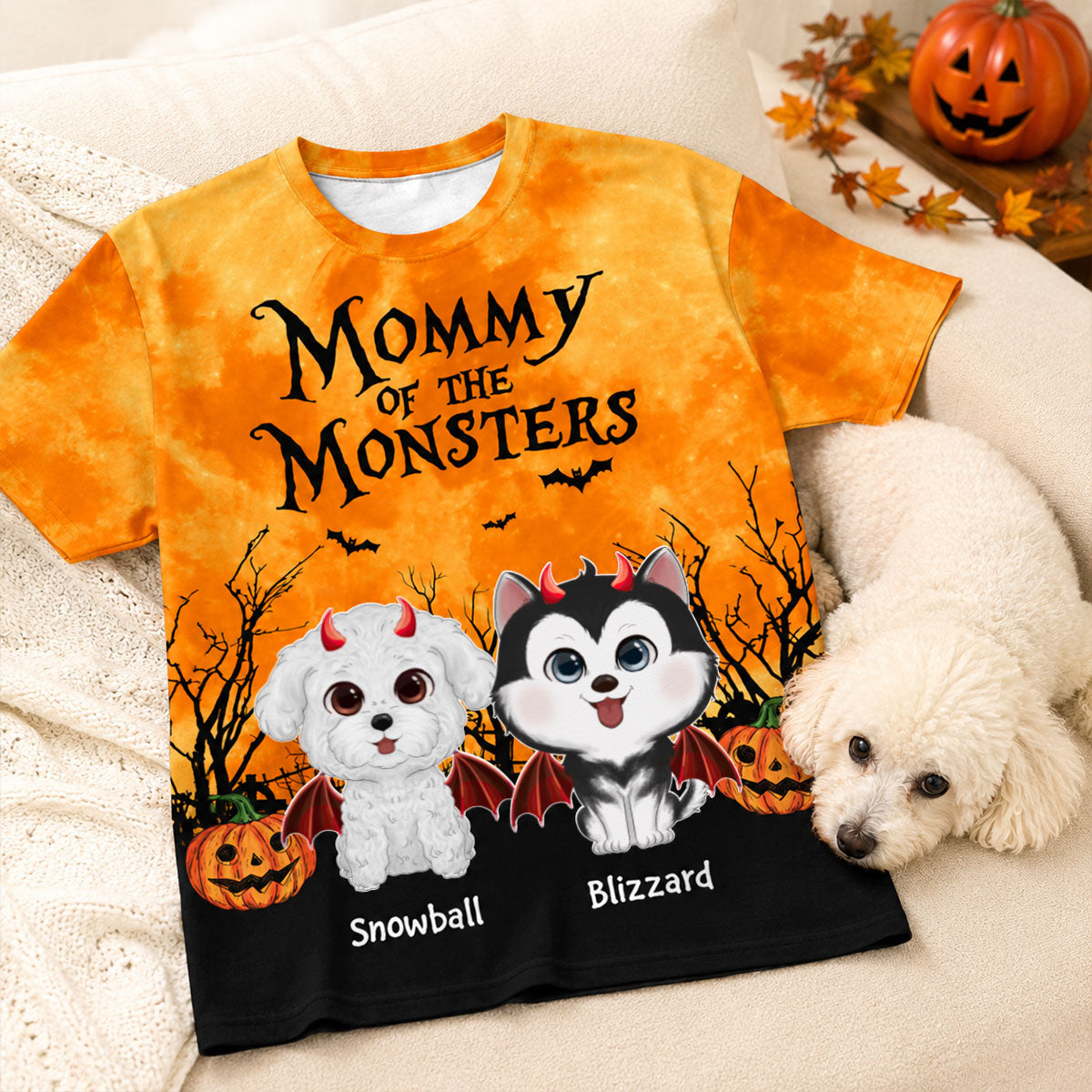 Halloween Theme Mommy Daddy Of The Monsters Dogs - Personalized Shirt - Halloween Gift For Dog Lovers