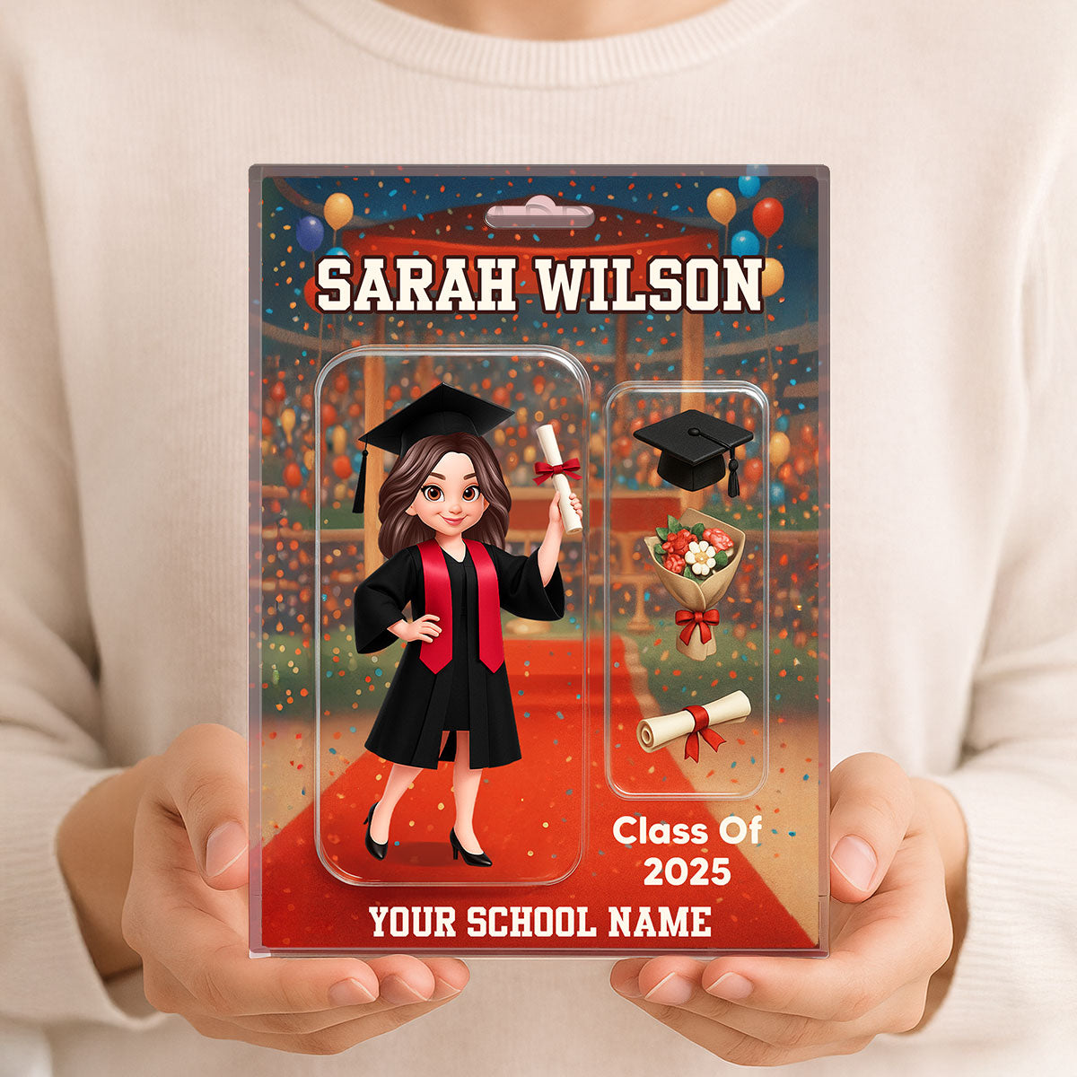 3D Effect Graduation Custom Figure Style - Personalized Acrylic Block Plaque - Christmas Gift For Graduates