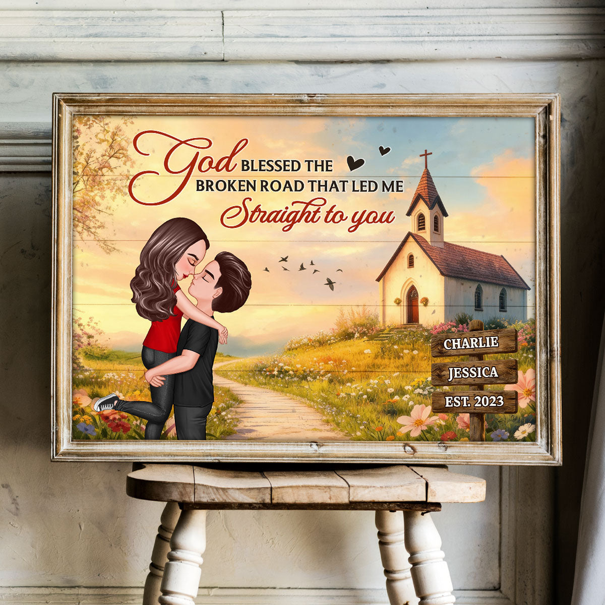 God Wrote Our Love Story Christian Couple Decor - Personalized Poster - Heartfelt Valentine, Anniversary Gift For Him, For Her, For Wife, For Husband