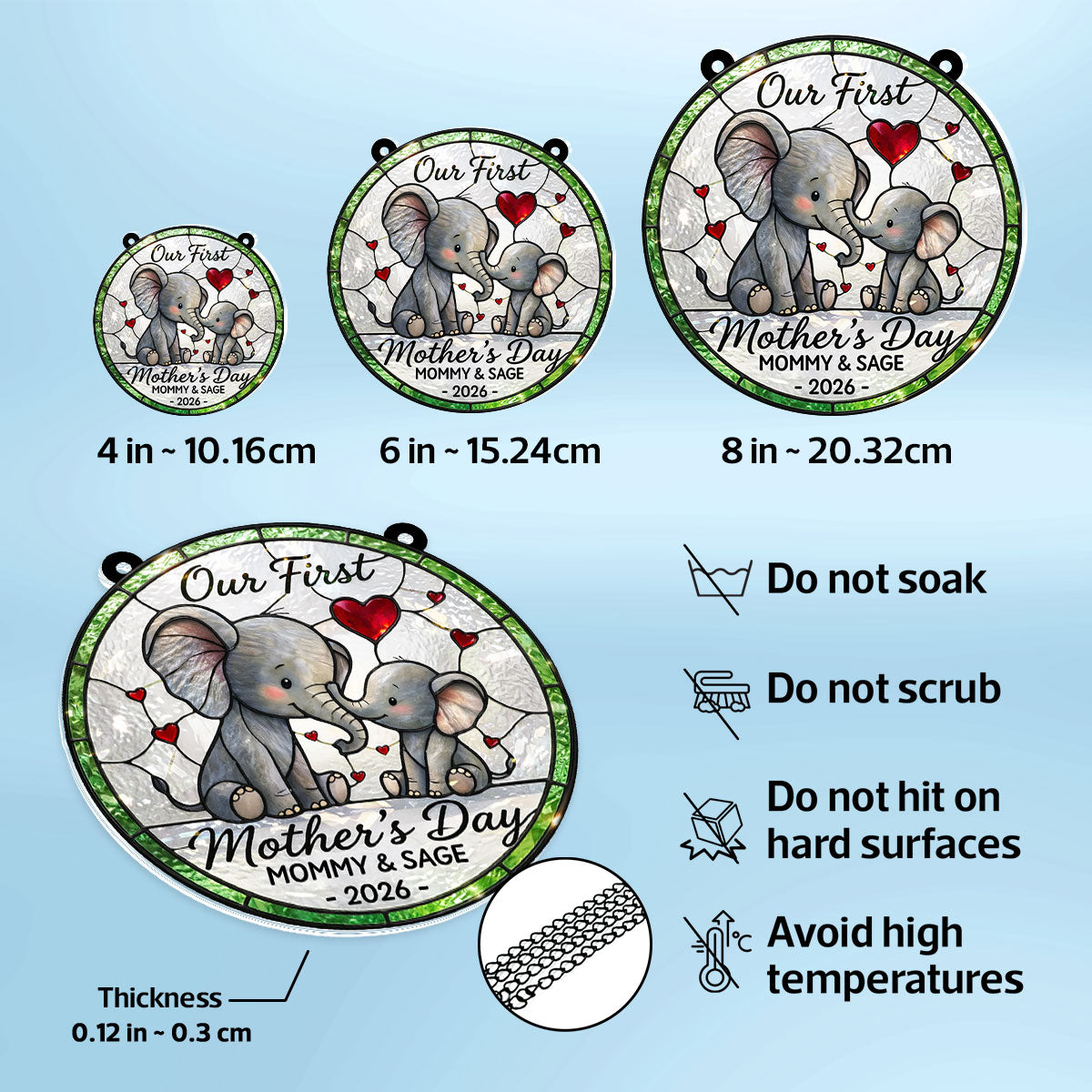 Our 1st Mother's Day Elephant - Personalized Suncatcher - Mother's Day Gift For Her, Mom, Wife