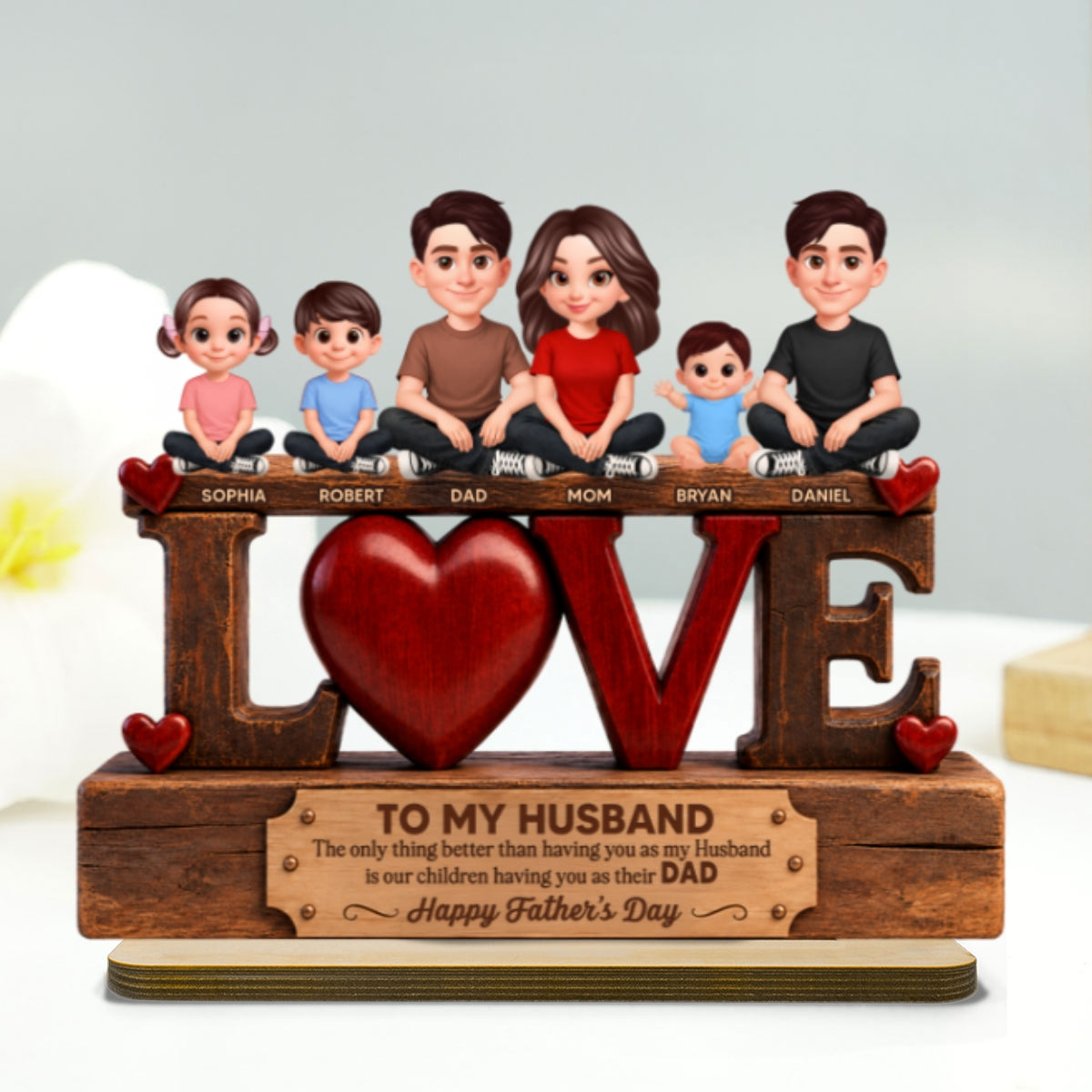 Forever Family Love To My Husband The Only Thing - Personalized 2-Layered Wooden Plaque -  Gift For Husband, Dad