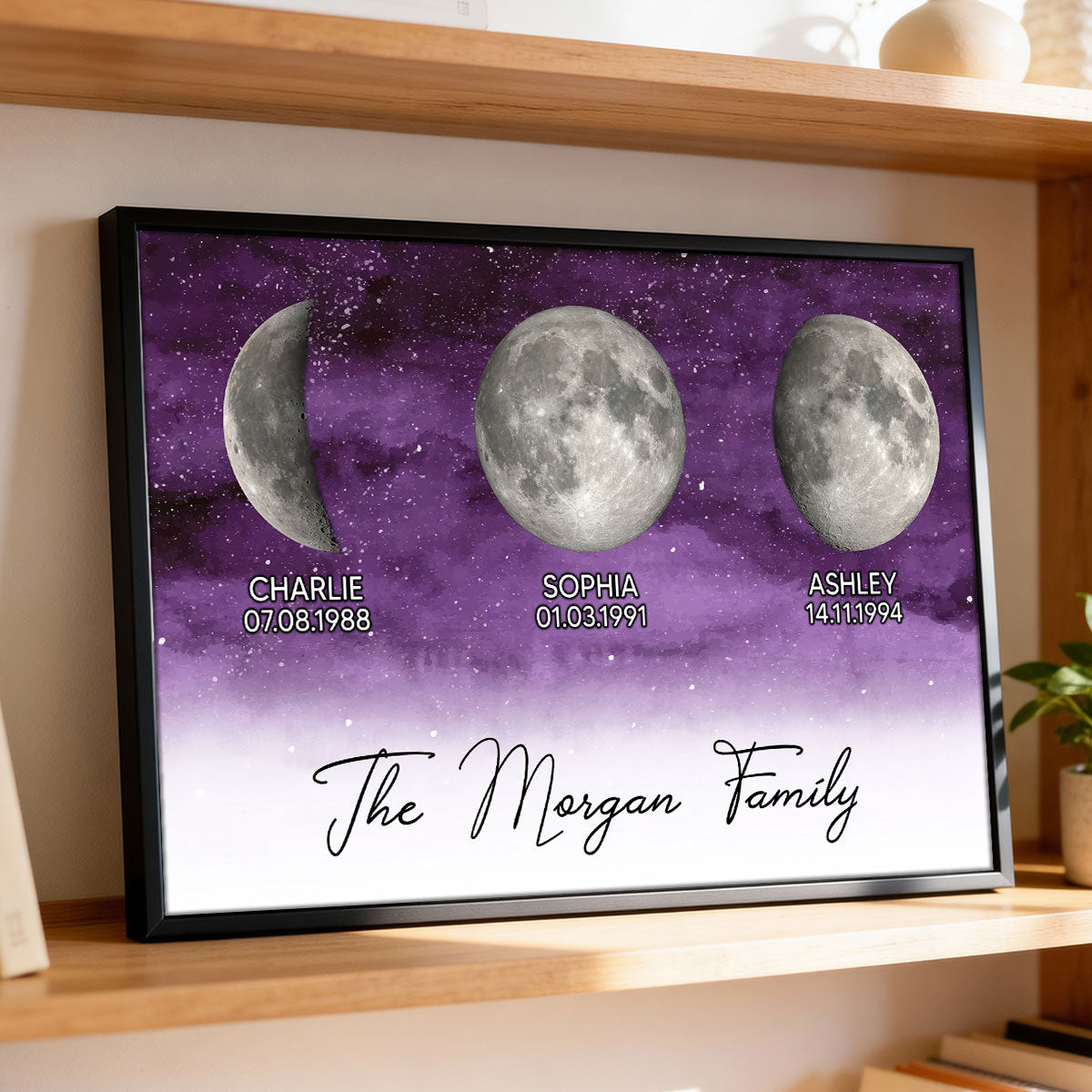 Starry Night Family Love Custom Birth Moon Phase - Personalized Poster - Gift For Mom, Dad