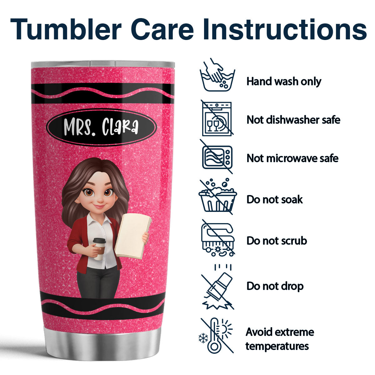 Teacher Crayon - Personalized Tumbler - Back To School Gift For Teachers