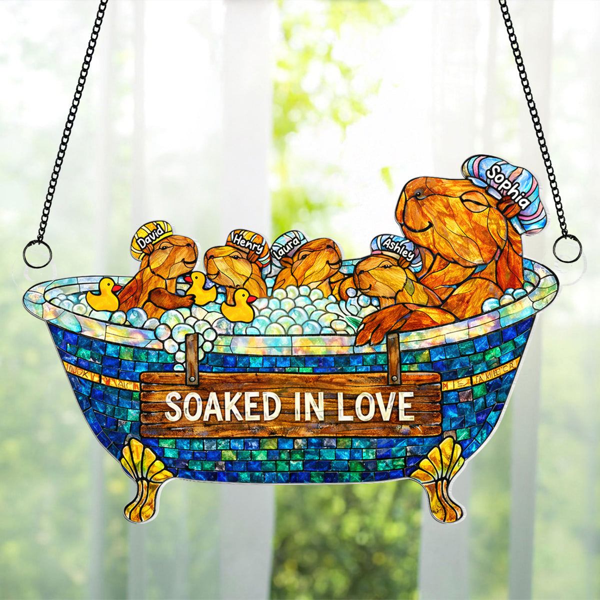 Cute Water Critter Mom - Personalized Suncatcher - Gift For Mom, Grandma
