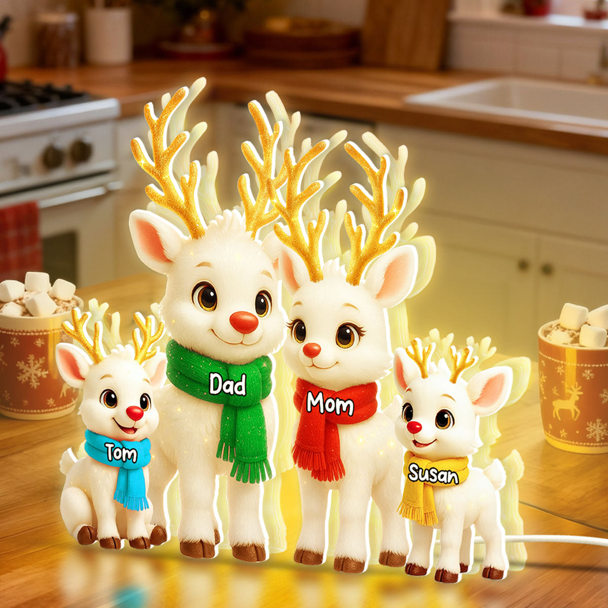 Festive Reindeer Family Members - Personalized Light Box - Christmas Decor for Family