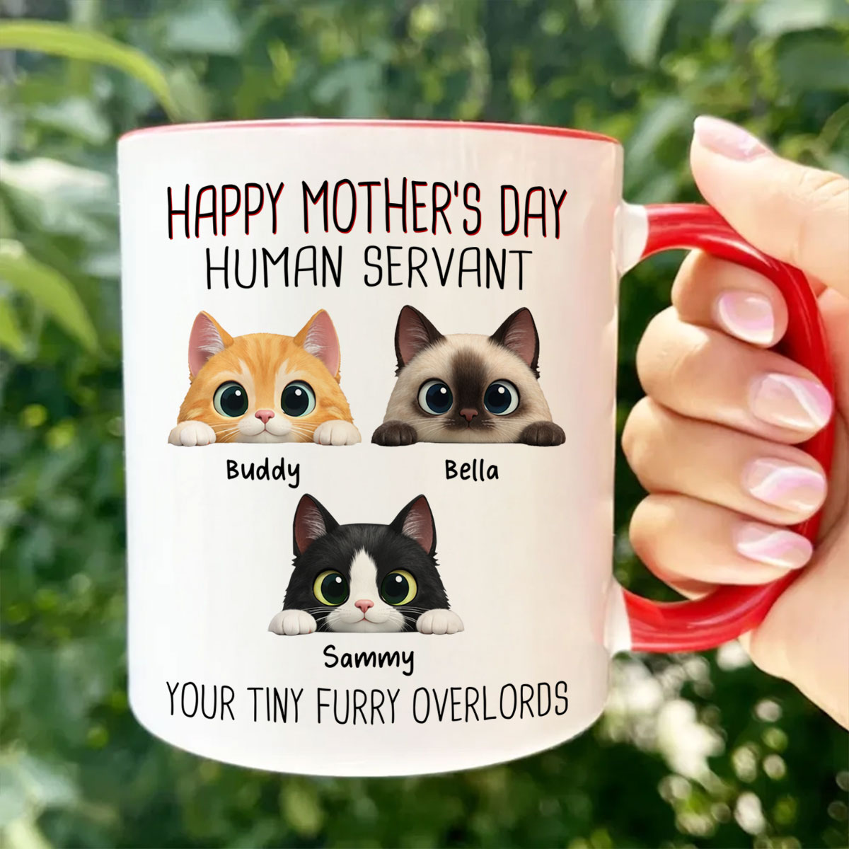 Happy Mother's Day Human Servant - Personalized Mug - Funny Gift for Cat Moms