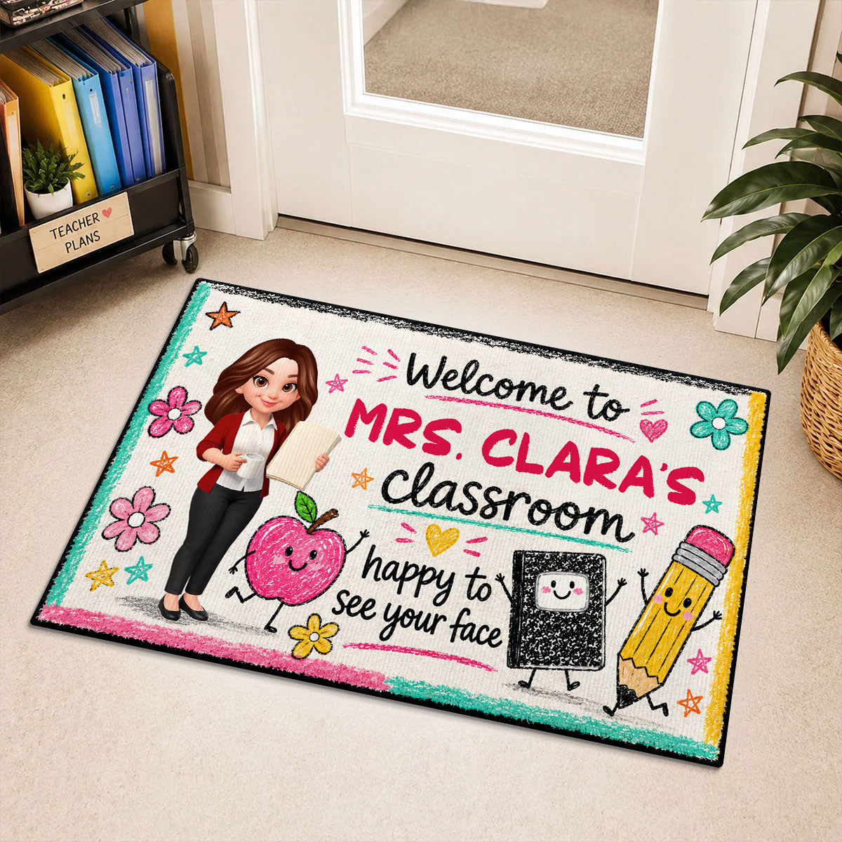 Happy to See Your Face Teacher's Classroom - Personalized Doormat - Back to School Decor for Teachers