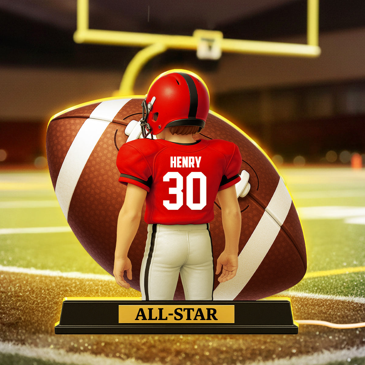 3D Effect Football Teenager Player - Personalized Light Box - Christmas Gift For Teen Boy, Son, Grandson
