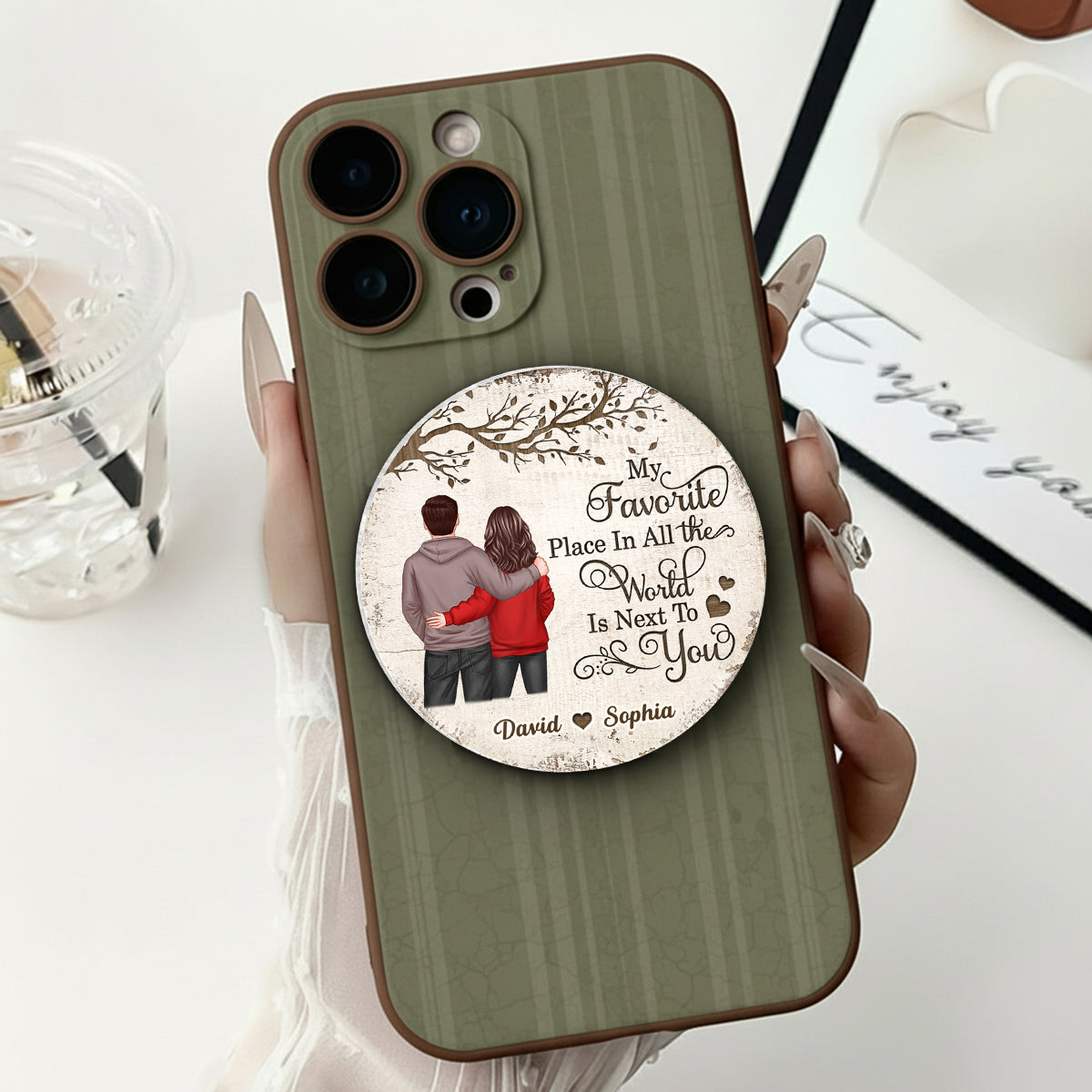 Couple Back View Favorite Place In The World - Personalized Acrylic Magnetic Phone Grip - Anniversary, Valentine's Day Gift, Gift For Her, Gift For Him