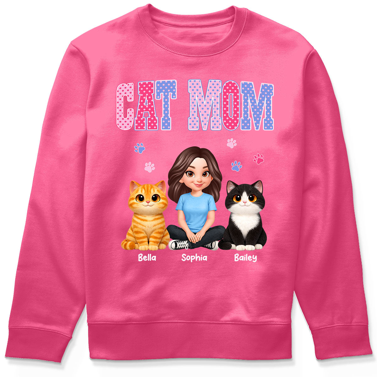 Trending 2026 Polka Dot Pattern Spring Summer Vibe Cat Mom - Personalized Shirt - Mother's Day Gift For Cat Mom