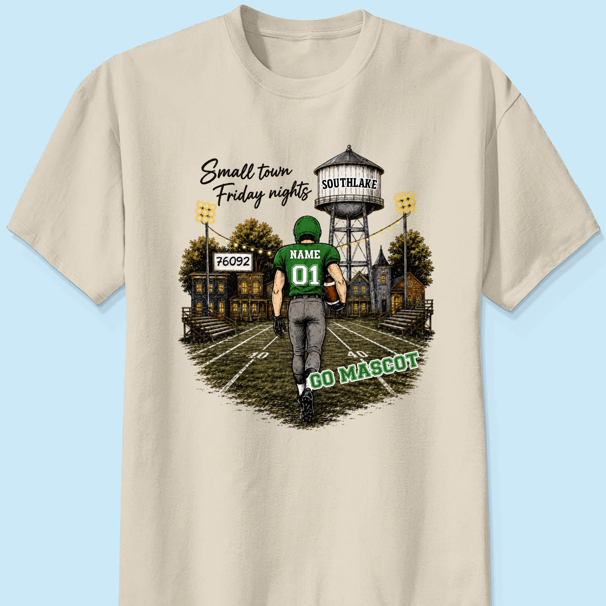 Custom Town Name & Zip Code - Personalized Shirt - Game Day Shirt for Football Mom, Football Mama
