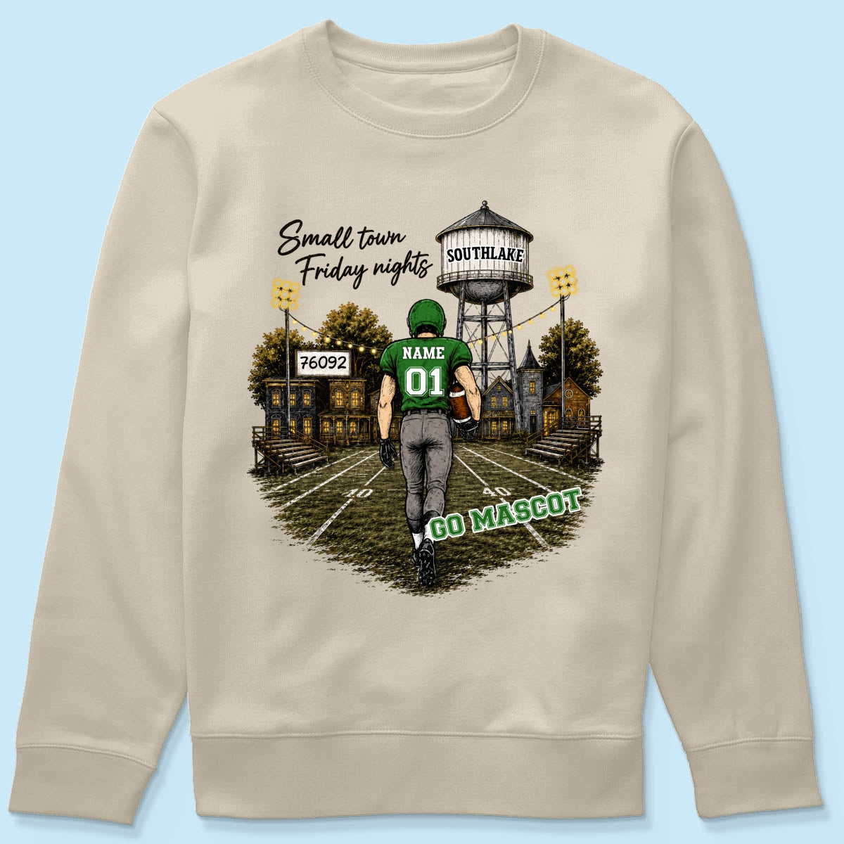 Custom Town Name & Zip Code - Personalized Shirt - Game Day Shirt for Football Mom, Football Mama