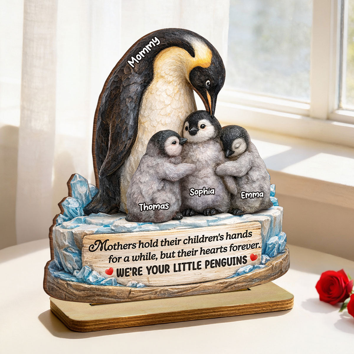 Mothers Hold Children's Hearts Forever - Personalized 2-Layered Wooden Plaque - Heartfelt Mother's Day Gift for Mom, Wife
