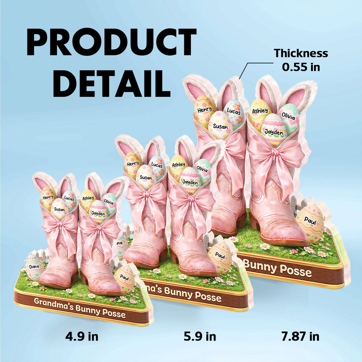 Grandma's Bunny Posse Howdy Easter - Personalized Acrylic Block Plaque - Gift For Grandma, Easter Home Decoration