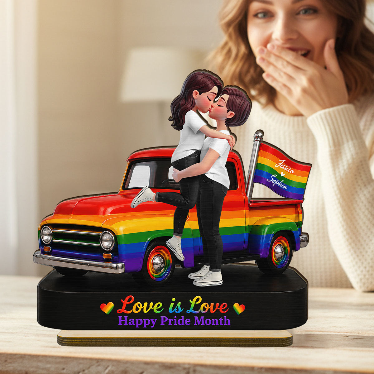 LGBT+ Couple Forever Love Wins - Personalized 2-Layered Wooden Plaque - Gift For Couple, Happy Pride Month