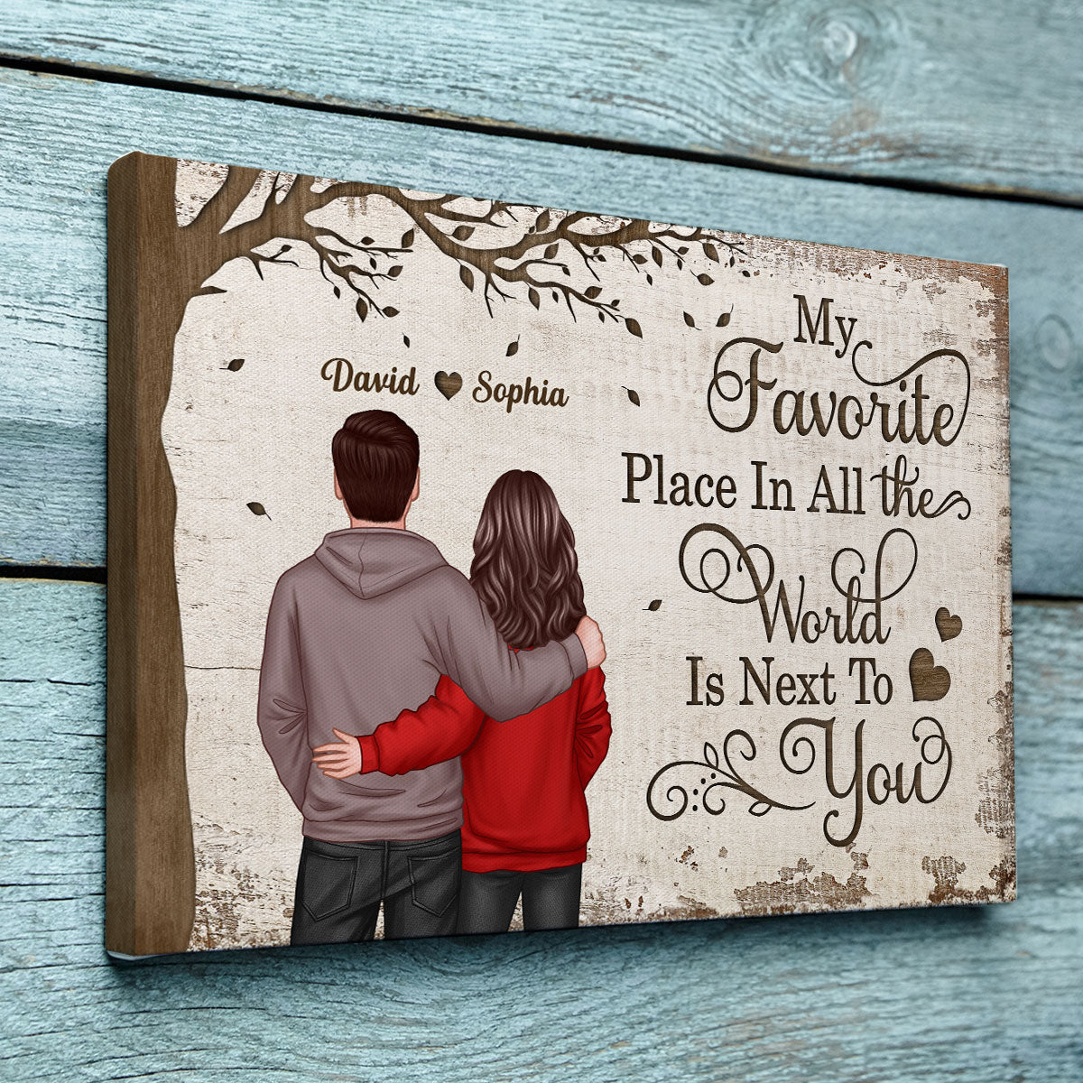 Favorite Place In The World Couple Back View - Personalized Canvas - Anniversary Gift For Him, Gift For Her
