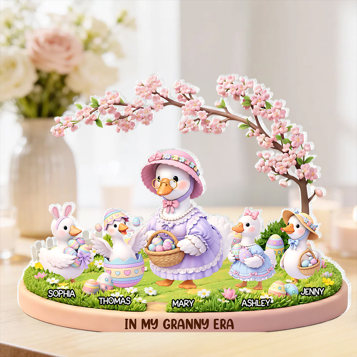 The Egg-cellent Grandkids In Granny Era - Personalized Acrylic Block Plaque - Easter Decor Gift For Grandma