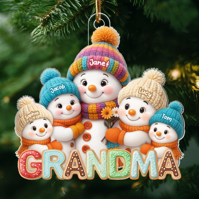 Grandma And Grandkids Christmas 2025 - Personalized Acrylic Ornament - Heartwarming Christmas Gift For Grandma