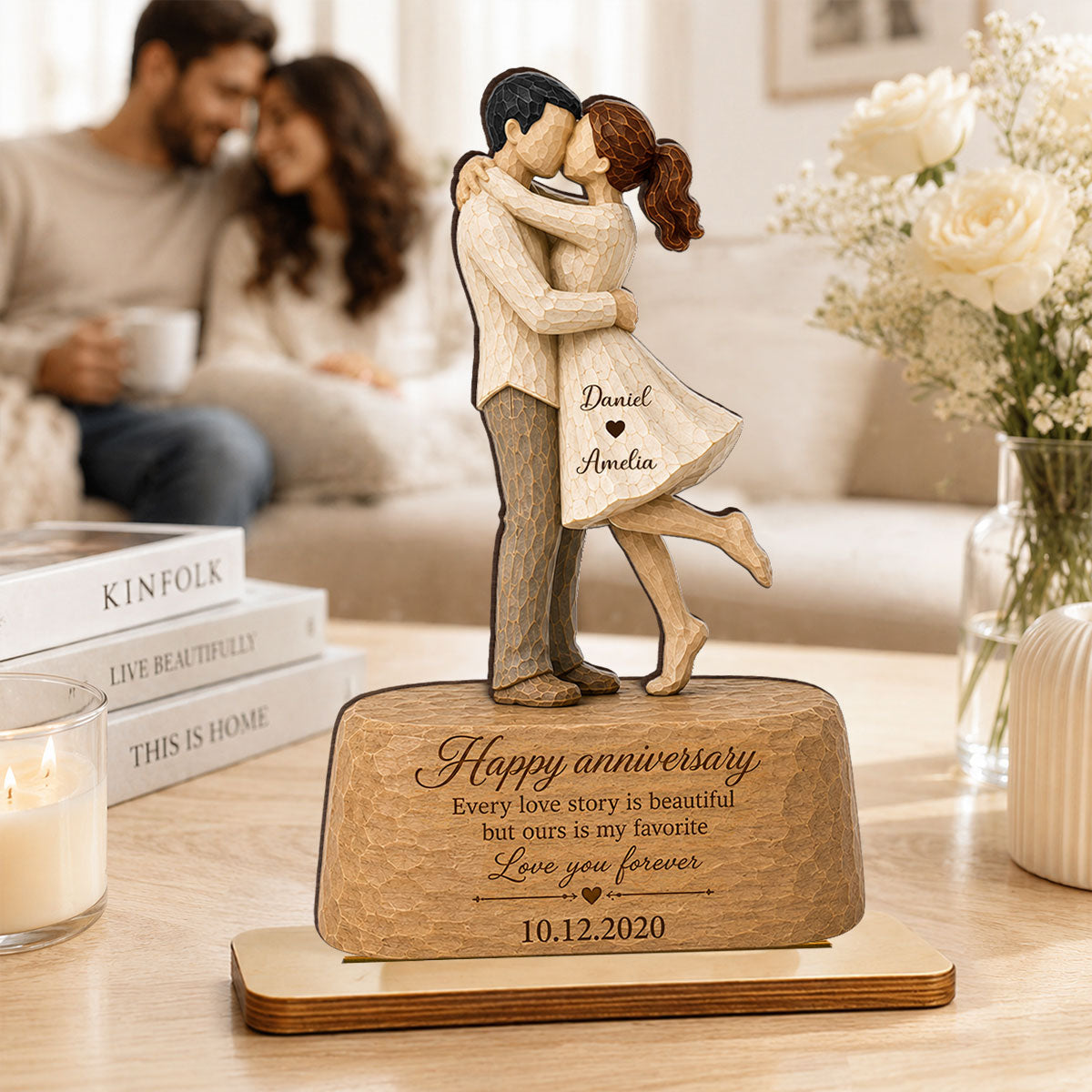 Our Love is Our Favorite - Personalized 2-Layered Wooden Plaque - Couple Heartfelt Anniversary Gift for Her, for Him
