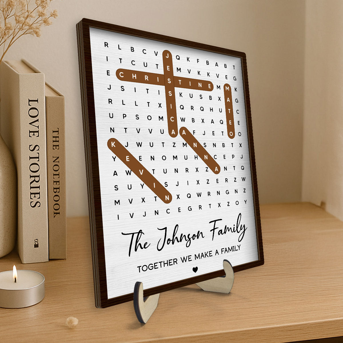 Family Name Word Search Puzzle Created In A Moment, Treasured Forever - Personalized 2-Layered Wooden Plaque