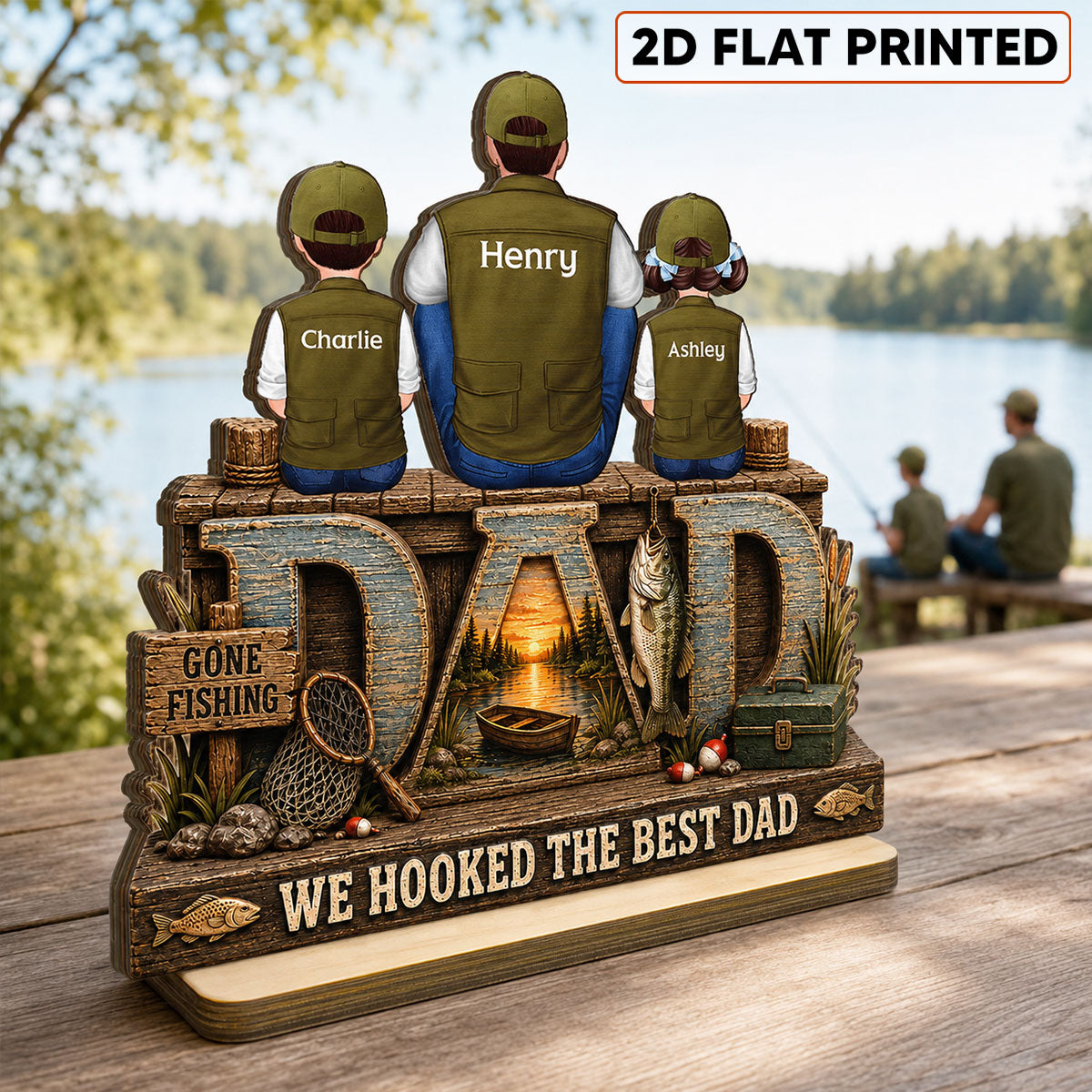 Trending We Hooked The Best Dad - Personalized 2-Layered Wooden Plaque - Gift For Fishing Dad, Fishing Lovers