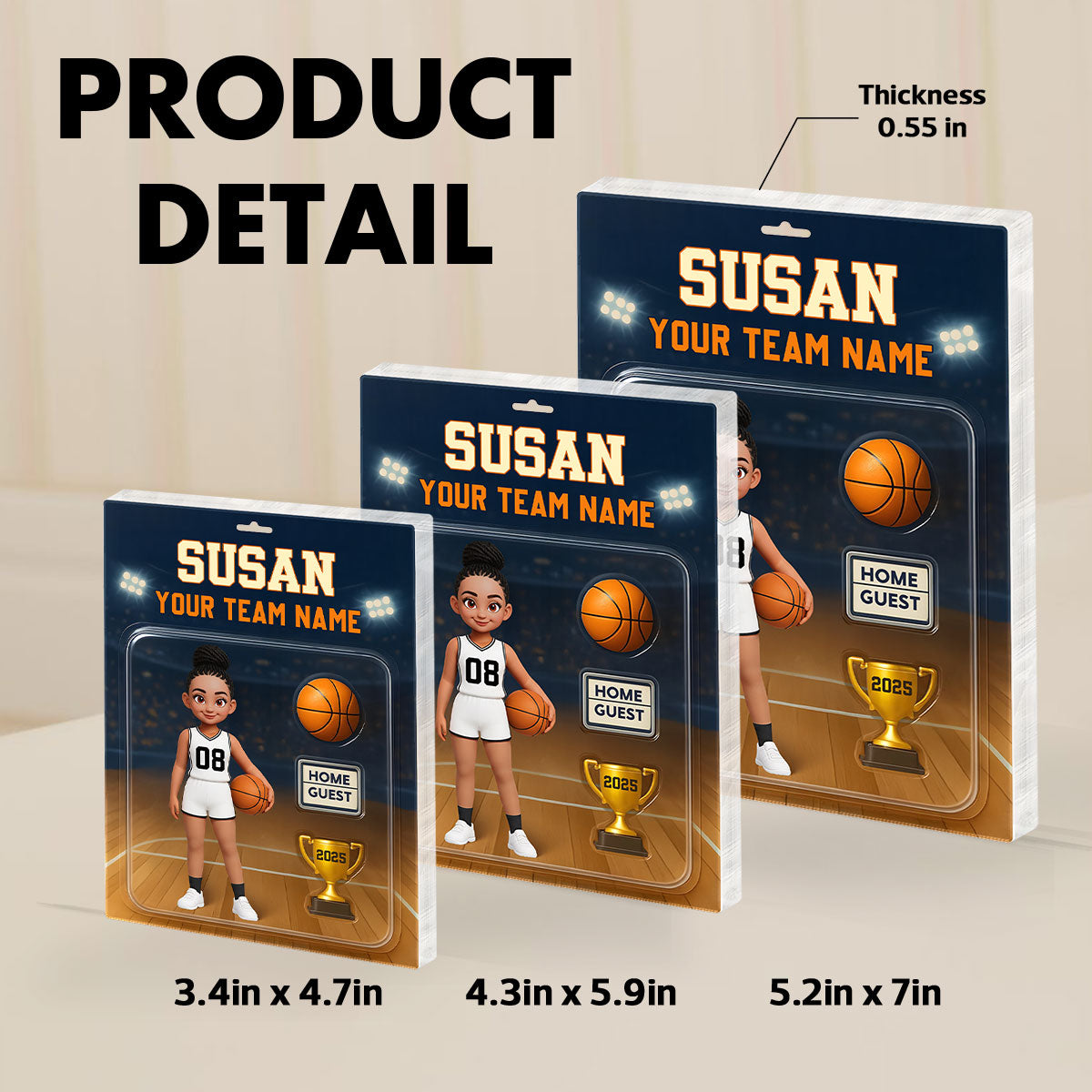 Basketball Player Custom Figure 3D Effect - Personalized Acrylic Block Plaque - Christmas Gift for Son, Daughter, Grandkids