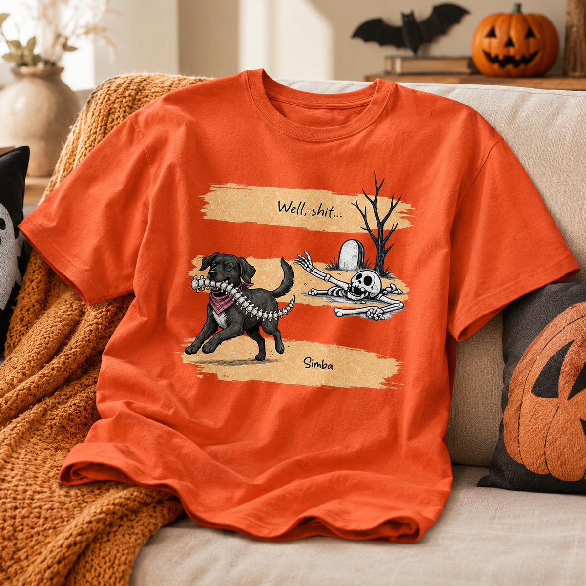 Well Shit Dog Stealing Backbone From Custom Photo - Personalized Shirt - Funny Halloween Costume For Dog Lovers