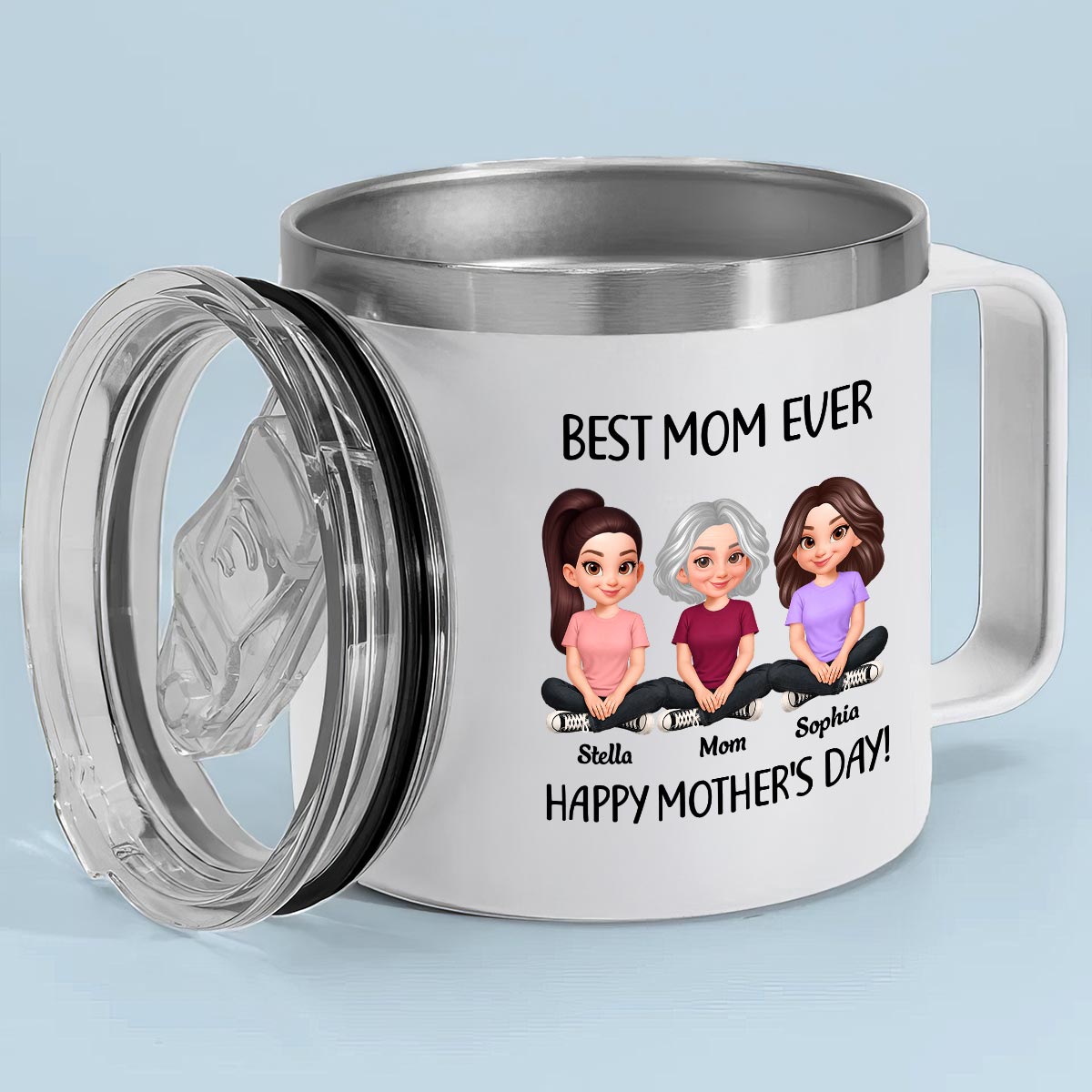 Sometimes You Forget That You're Awesome Mom - Personalized Stainless Steel Tumbler with Handle - Mother's Day Gift For Mom Grandma