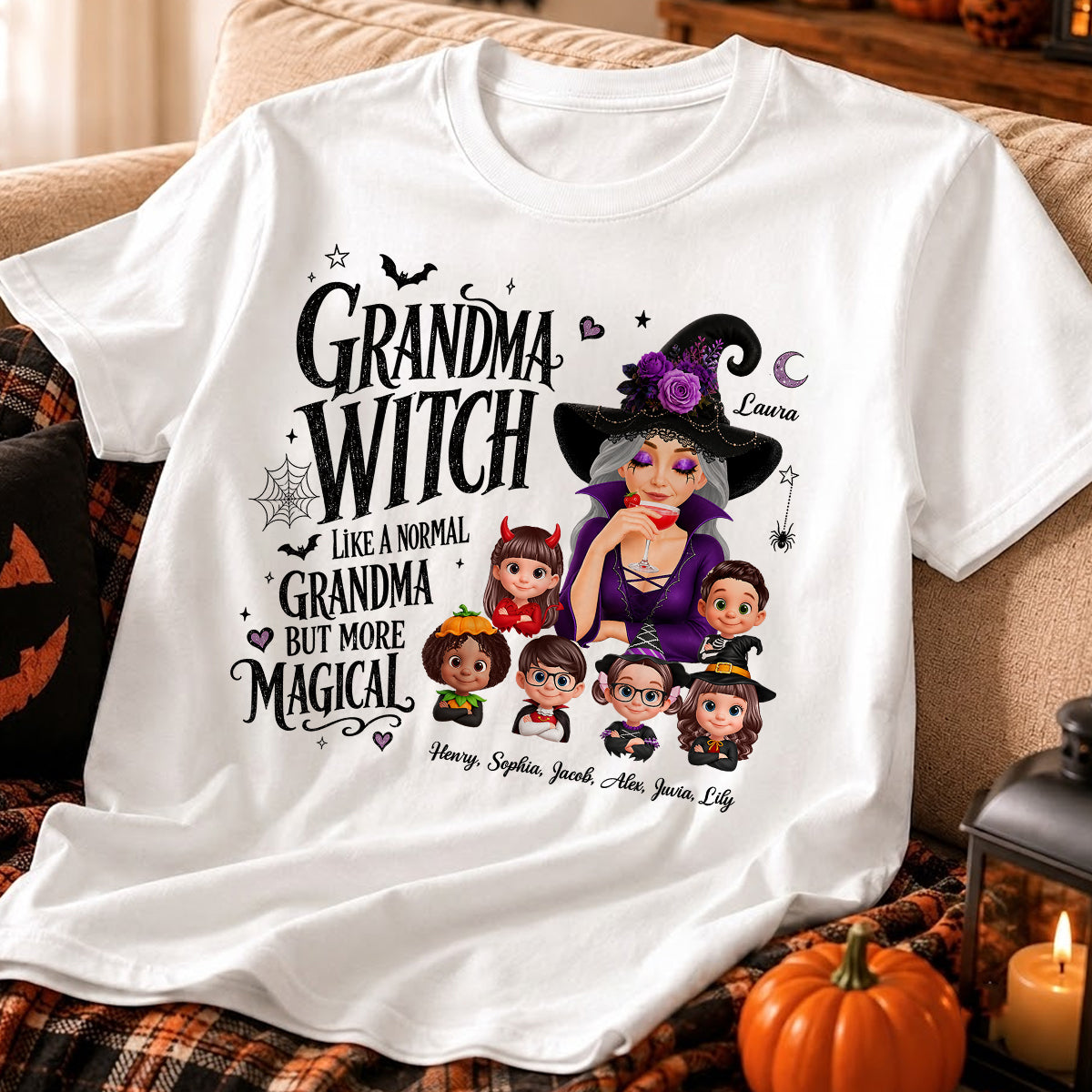 Grandma Witch More Magical - Personalized Shirt - Trendy Halloween Tee for Grandma