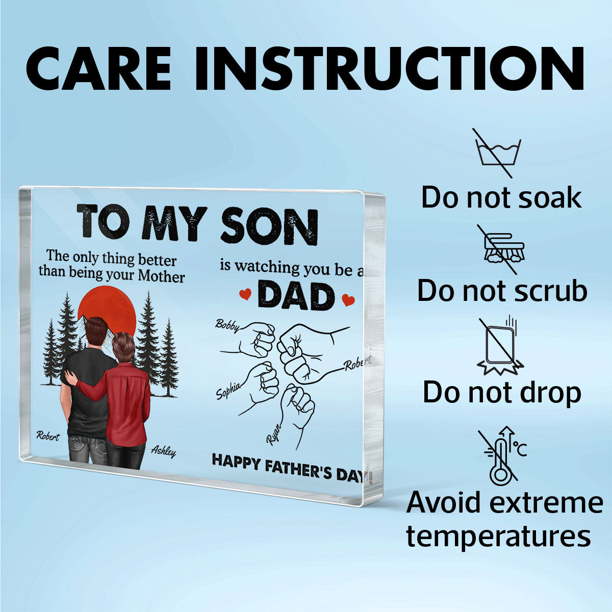 Retro Vintage Sunset To My Son Watching You Be A Dad - Personalized Acrylic Block Plaque -  Gift For Son