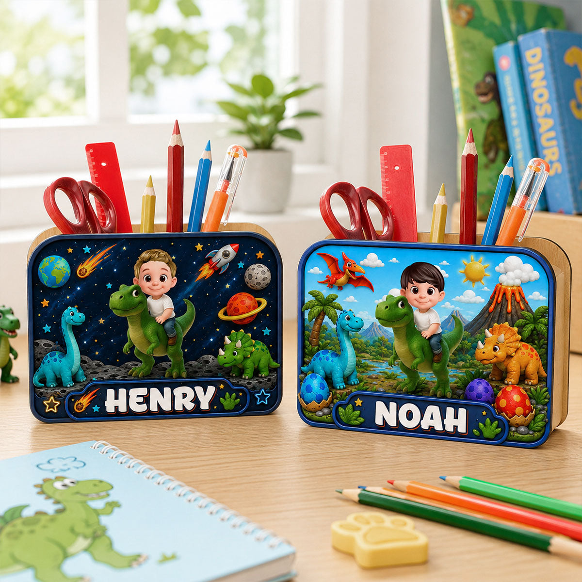 Trending Dinosaur Kid - Personalized Pencil Holder - Back To School Gift For Kid, Girl, Boy