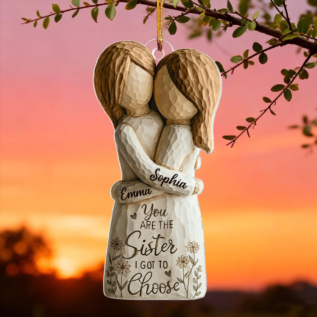 You Are The Sister I Got To Choose Faux Wood - Personalized Acrylic Ornament - Heartwarming Christmas Gift For Sisters