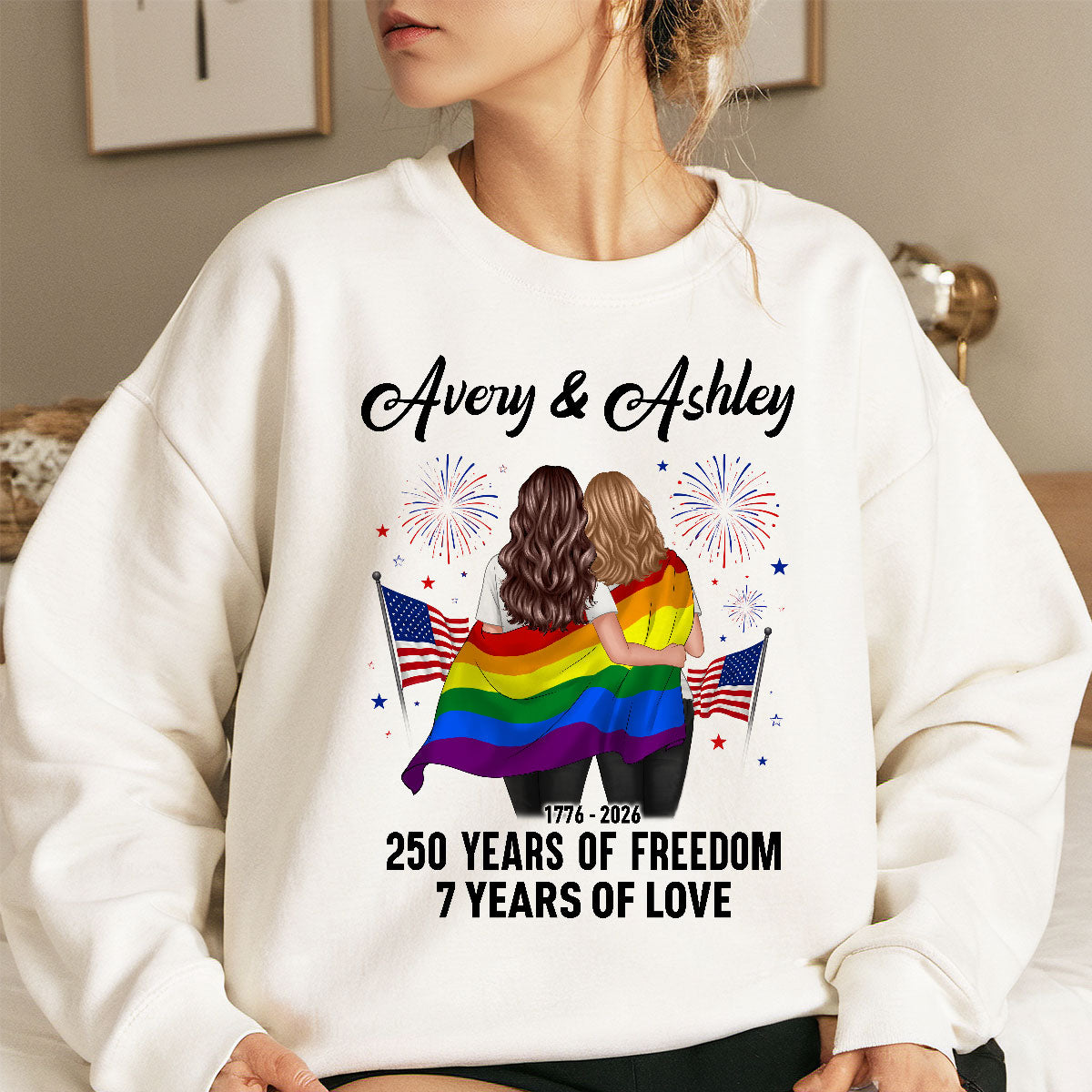 250 Years of Freedom LGBT Couple - Personalized Shirt - America 250th Anniversary