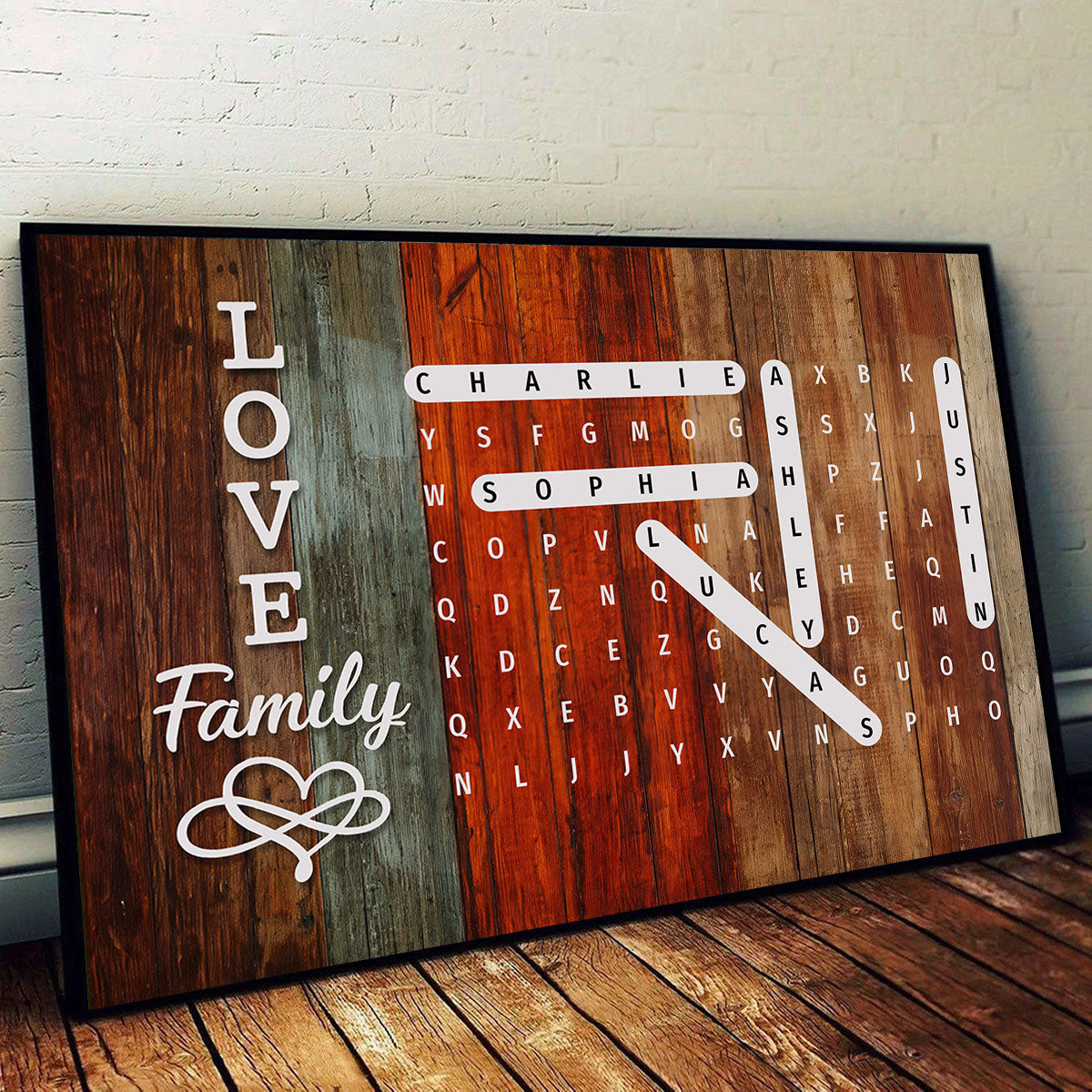 Family Name World Search Puzzle - Personalized Poster - Mother's Day Gift, Gift For Mom