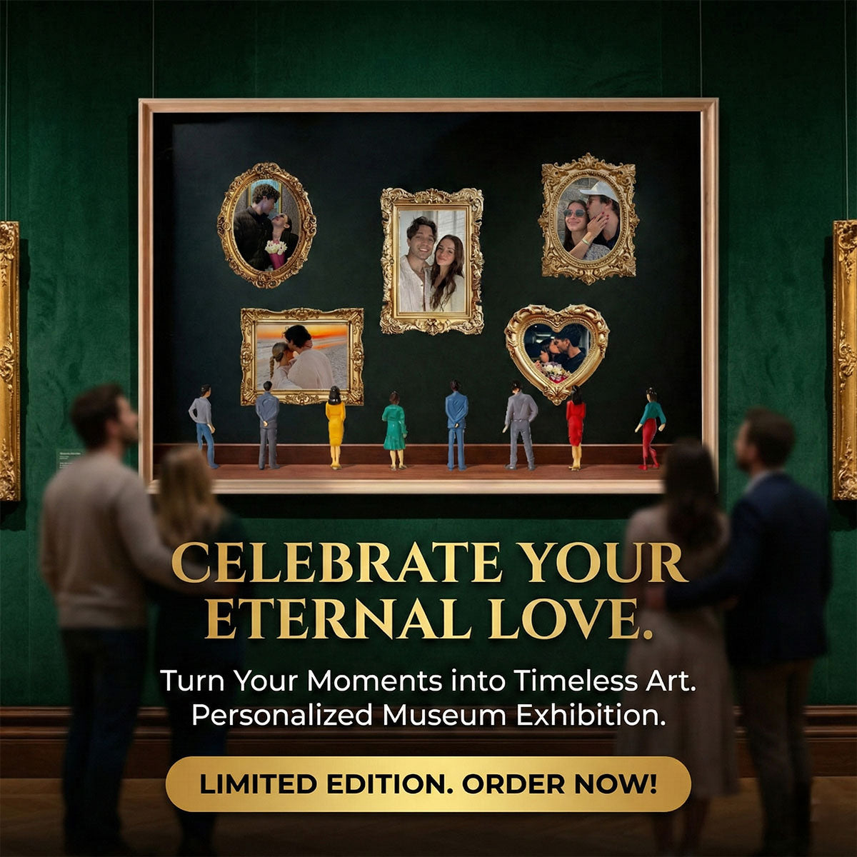 Custom Couple Photos Eternal Love As Art Gallery In Museum Exhibition - Personalized Poster - Gift For Couple