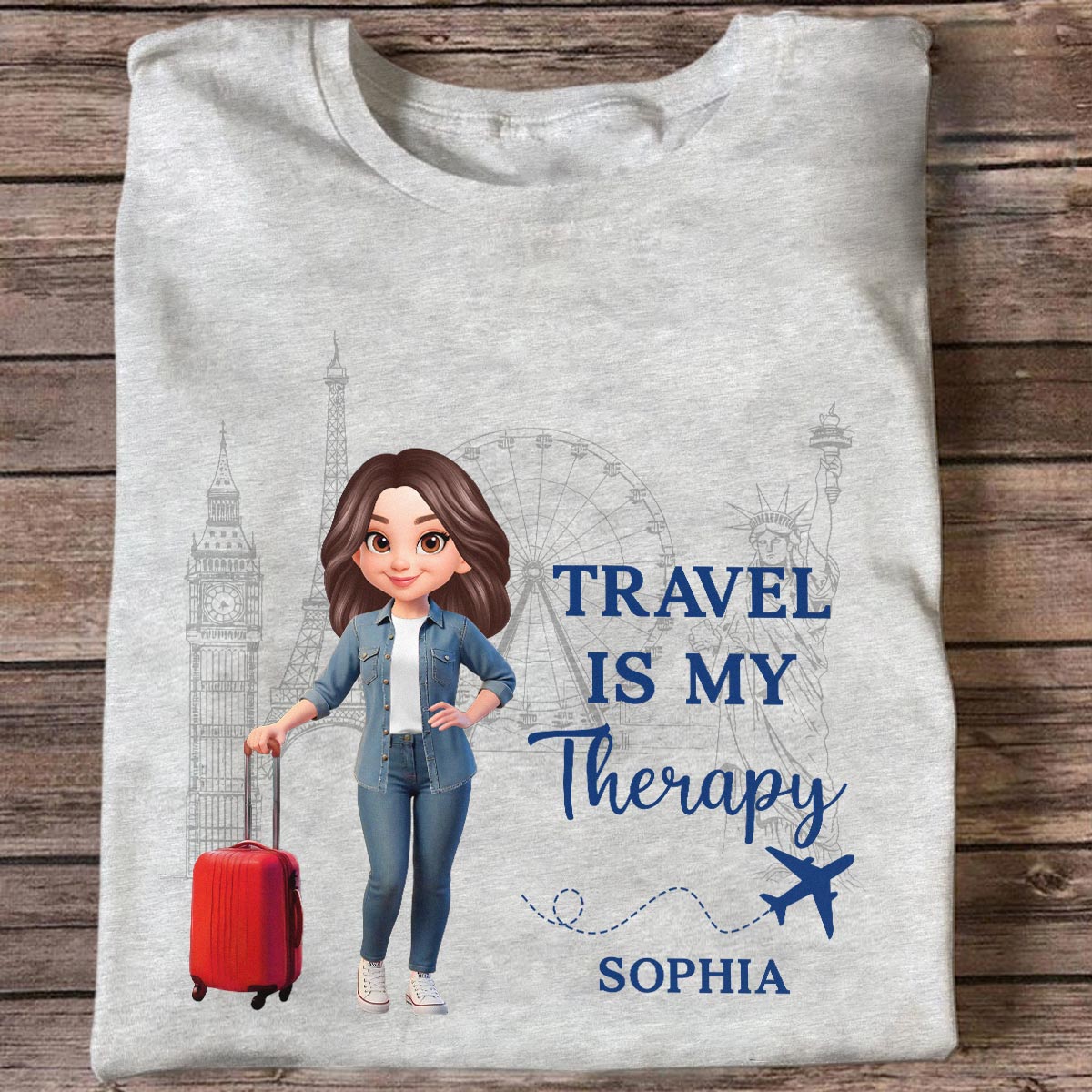 Man Woman Travel Is My Therapy - Personalized Shirt - Gift for Travelers