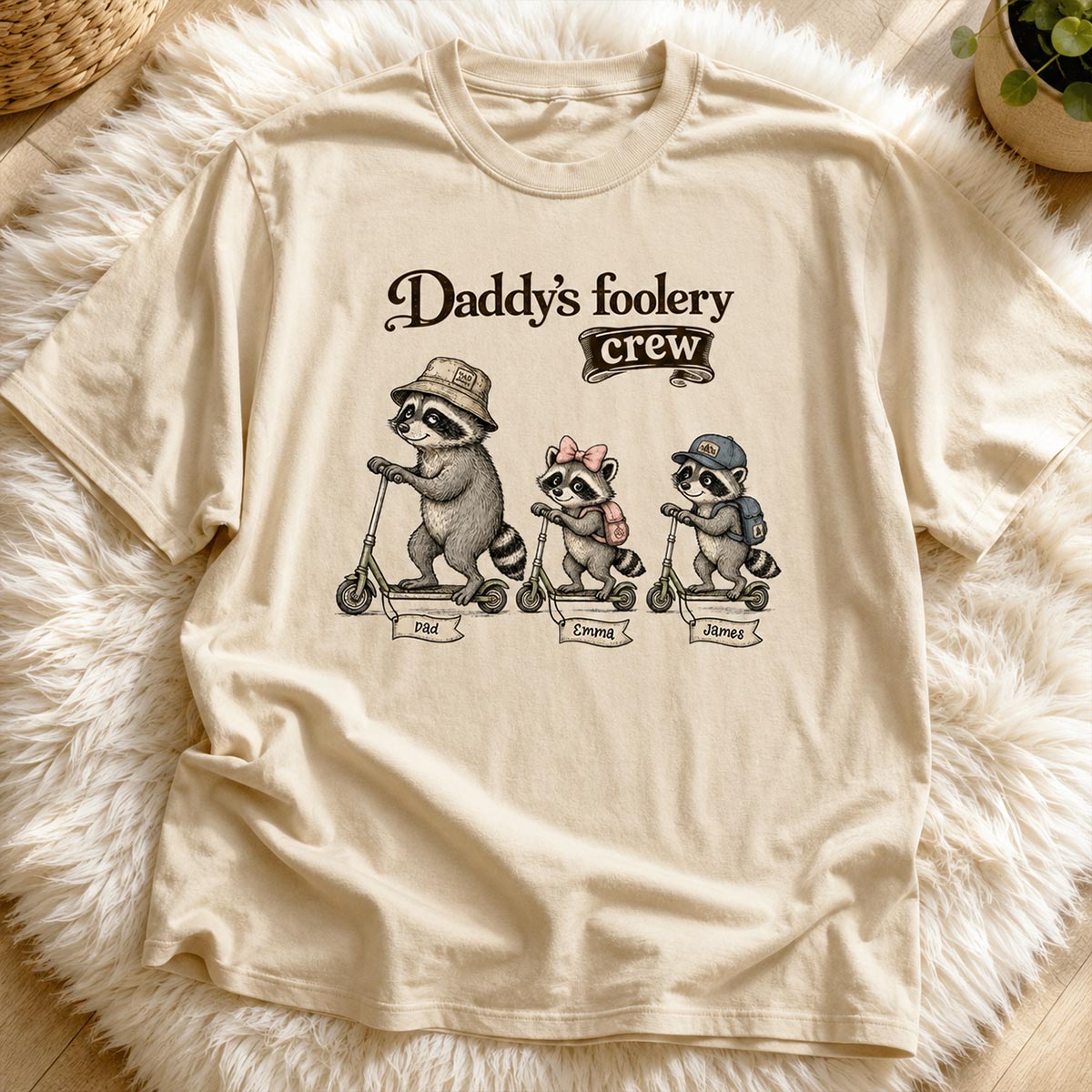 Off To Commit Dad Foolery Raccoon Dad & Kids - Personalized Shirt - Funny Father's Day Shirt For Husband