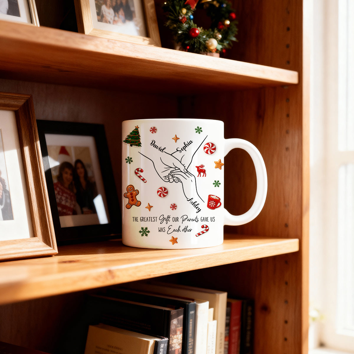 Brothers And Sisters Hands Line Art - Personalized Mug - Christmas Gift For Brother, For Sister