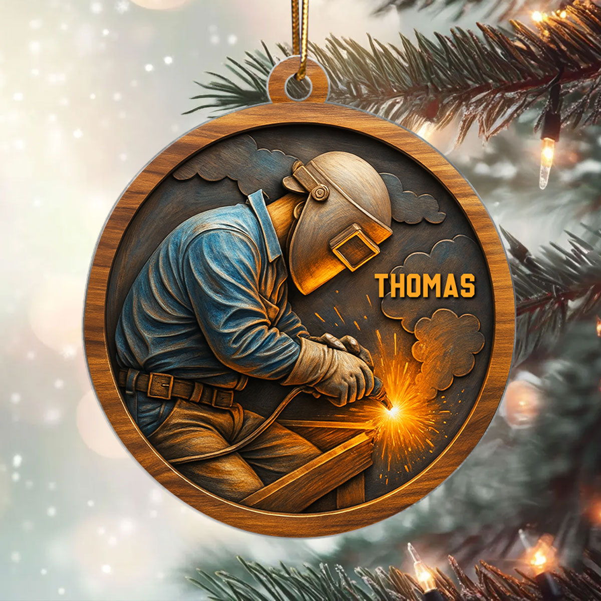 Strength, Sparks & Pride – Personalized Acrylic Ornament – Special Gift for Welders