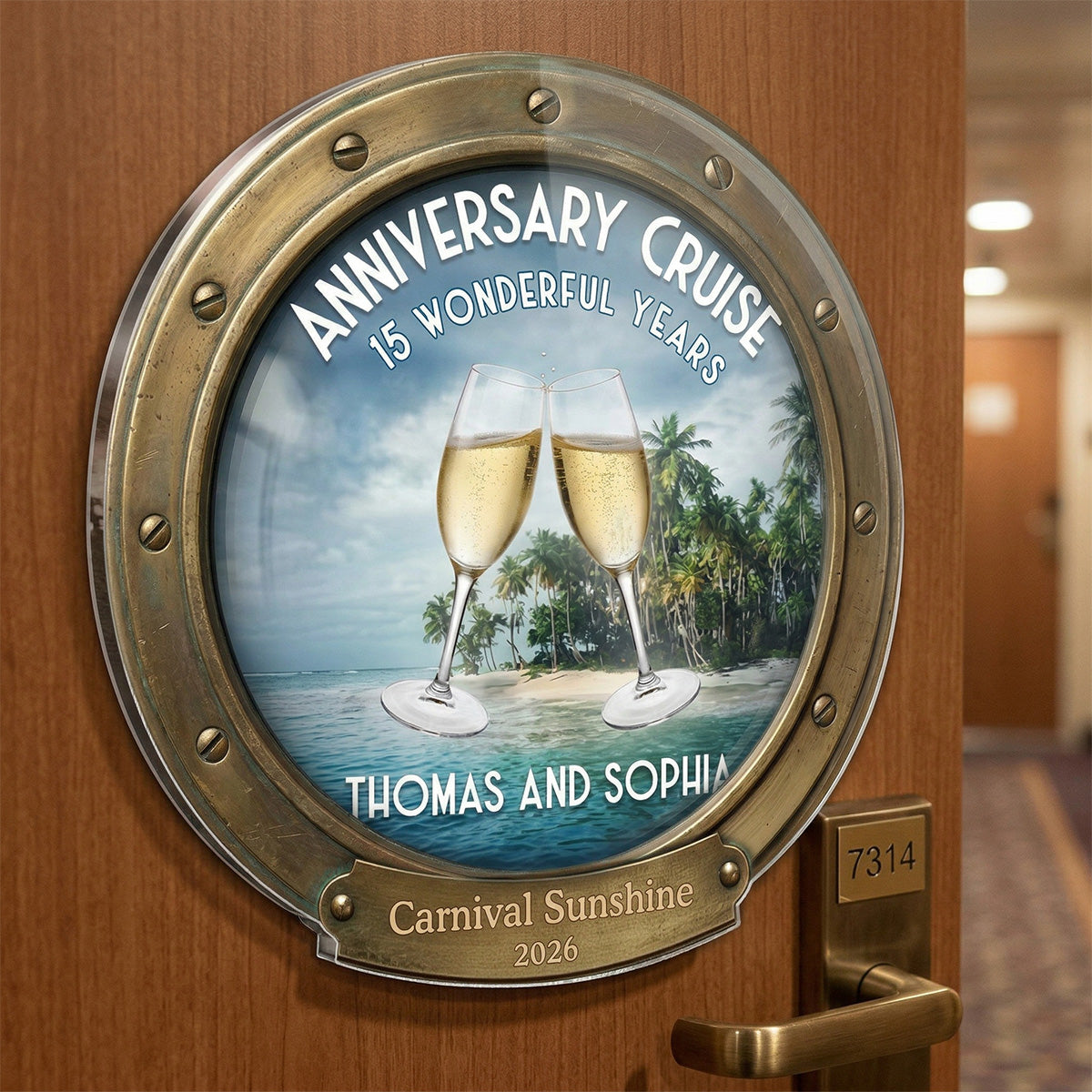 Anniversary Cruise Couple Name - Personalized Cruise Cabin Door Magnet - Anniversary Cruise