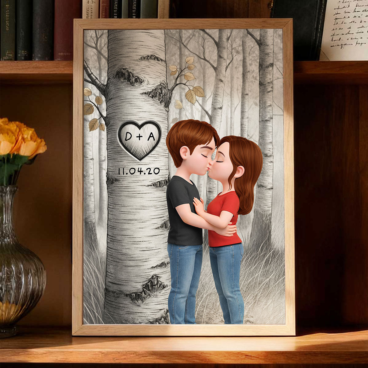 Love Tree Romantic Couple - Personalized Poster - Anniversary, Valentine's Day Gift, Gift For Him, Gift For Her