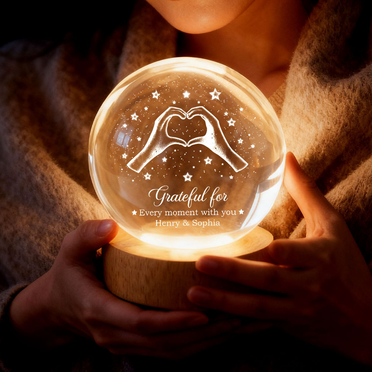 Couple You & Me We Got This - Personalized Crystal Ball LED Night Light - Sentimental Gift for Her, for Him, Couple Keepsake