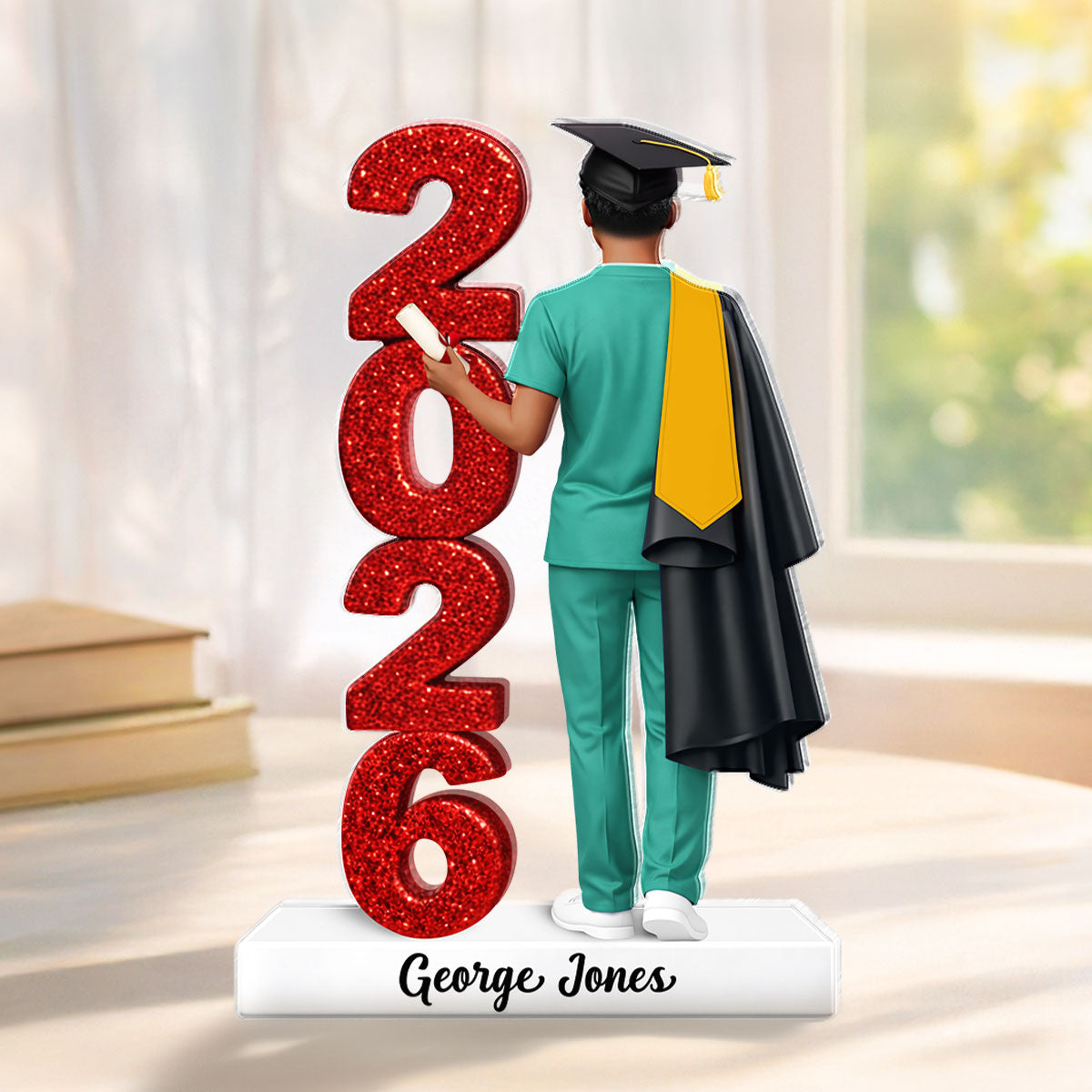 Class Of 2026 Nurse Senior Glitter Effect - Personalized Acrylic Block Plaque - Graduation Gift For Seniors, Daughter, Son, Grandkids