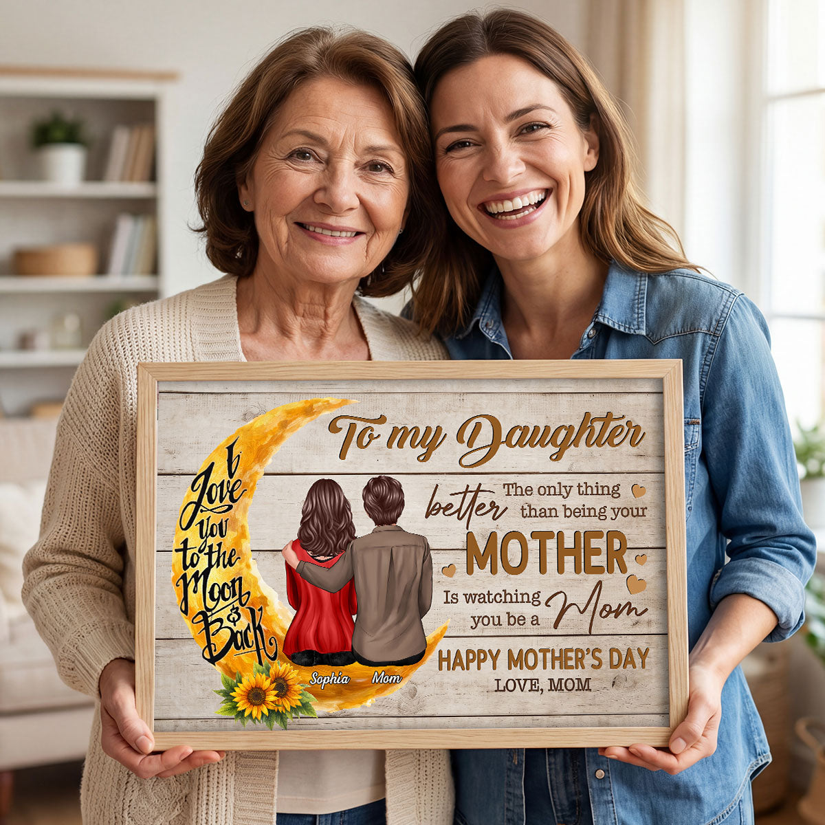 Sunflower Moon To My Daughter Happy Mother's Day - Personalized Poster - Mother's Day Gift For Daughter