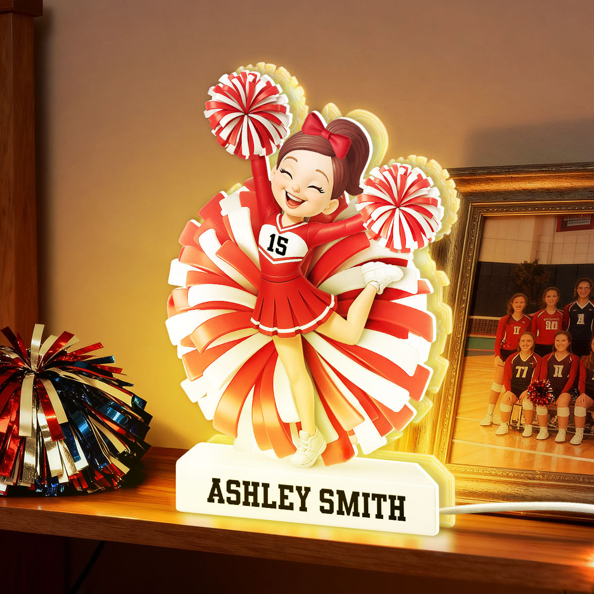 Cheerleader Girl 3D Effect - Personalized Light Box - Christmas Gift for Teen Girl Daughter