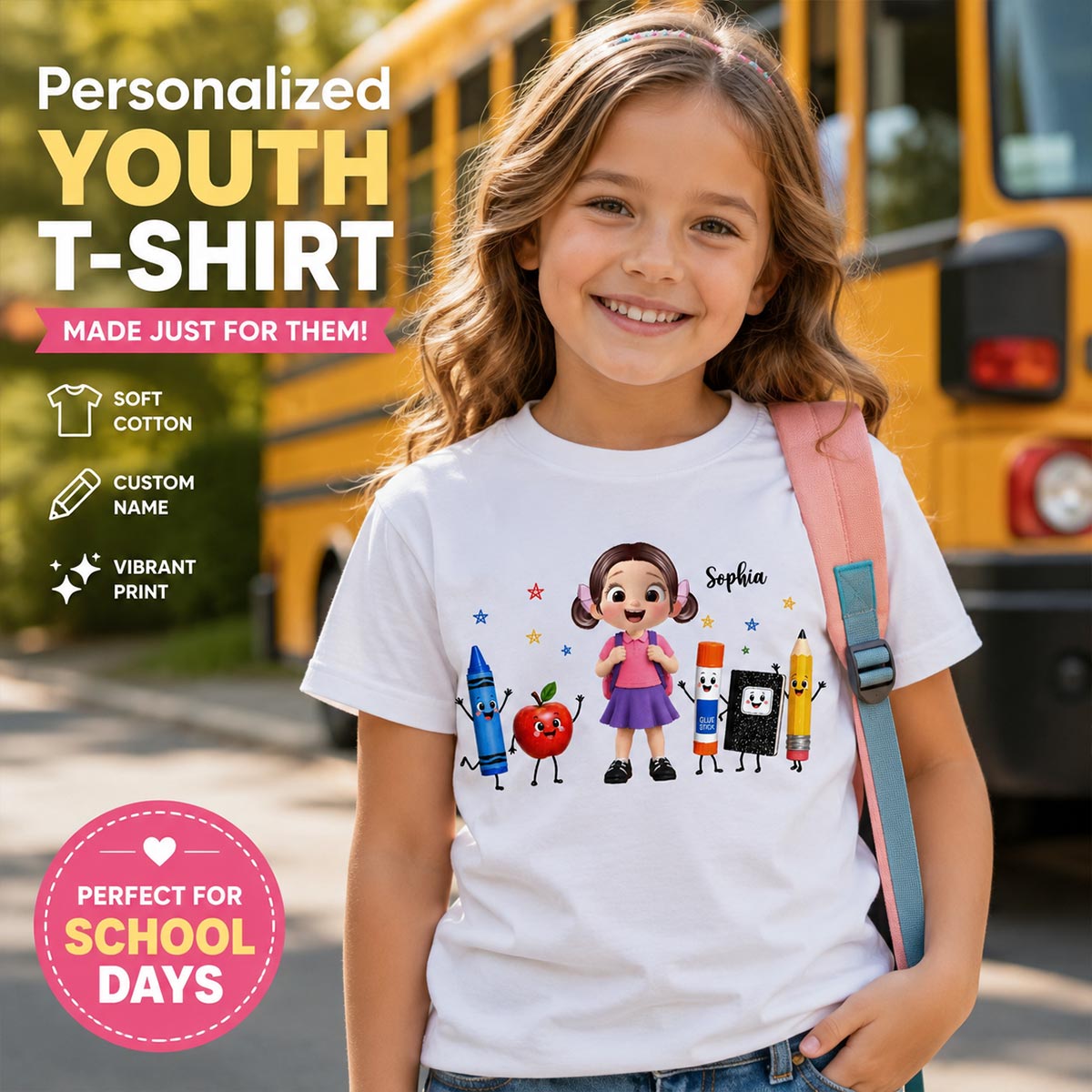 Cute Kid Funny School Supplies Friends - Personalized Shirt - Back To School Gift For Kids